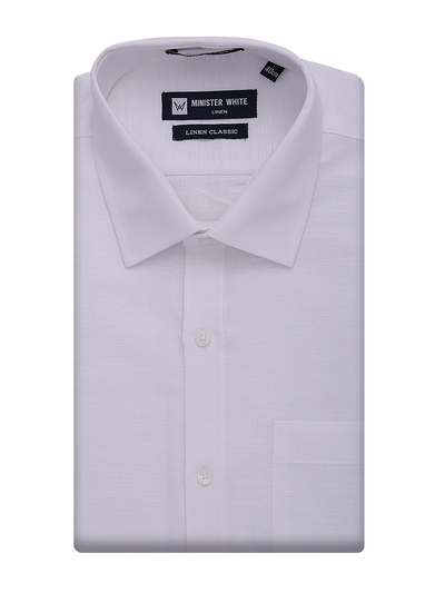 Mens Cotton Linen White Regular Fit Shirt Linen Classic by Minister White
