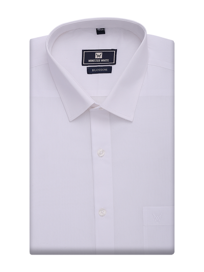 Mens Cotton Regular Fit White Shirt Blossom by Minister White
