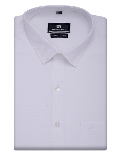 Mens Regular Fit Cotton Dobby White Shirt Castle-03 by Minister White