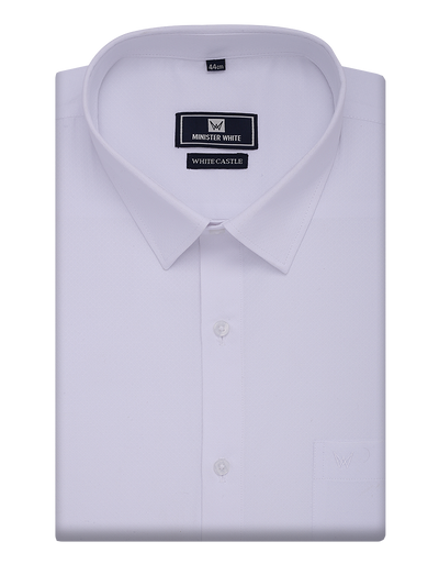 Mens Regular Fit Cotton Dobby White Shirt Castle-01 by Minister White
