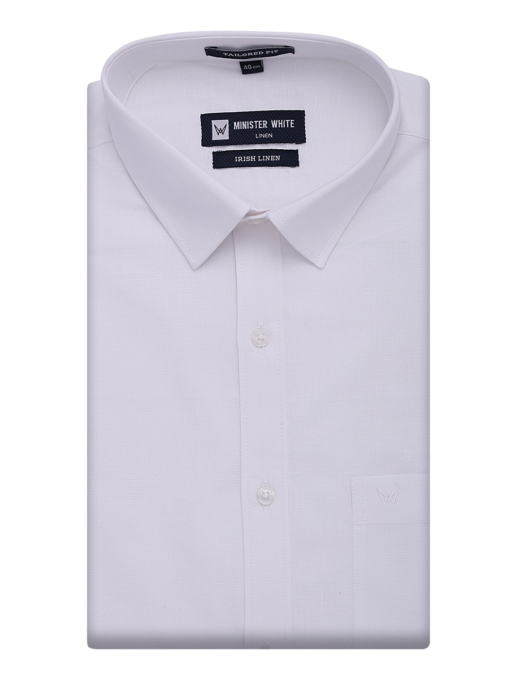 Mens Cotton Linen White Regular Fit Shirt Irish Linen by Minister White