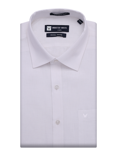Mens Pure Linen Regular Fit White Shirt Royal Touch by Minister White