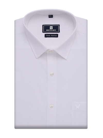 Mens Wrinkle Free White Regular Fit Shirt Wrinkle Resistant by Minister White