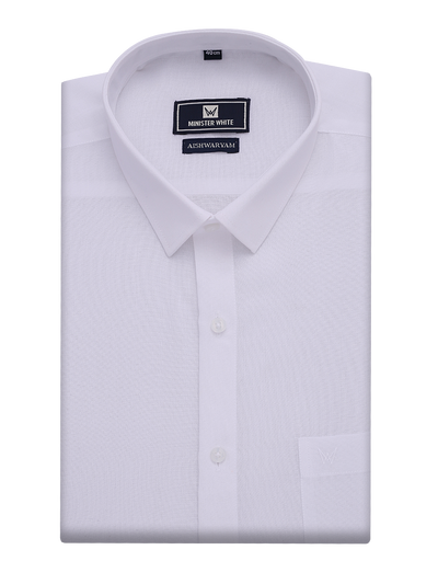 Mens Cotton Regular Fit White Shirt Aishwaryam by Minister White