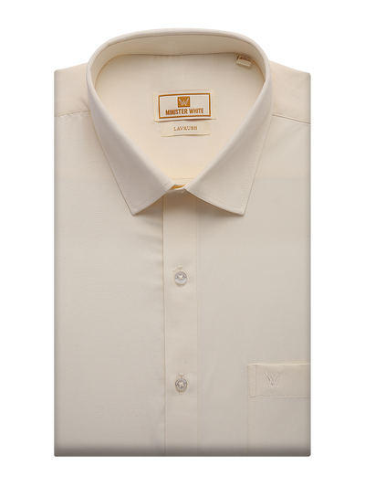 Mens Cotton Regular Fit Cream Colour Shirt Lavkush by Minister White