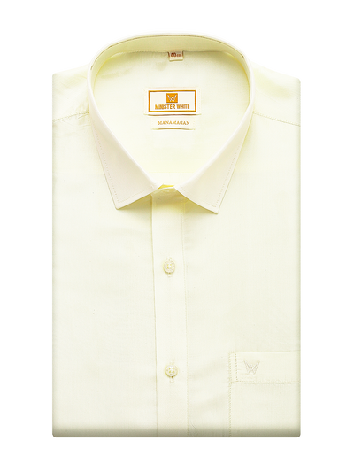 Mens Art Silk Cream Colour Wedding Shirt Manamagan by Minister White