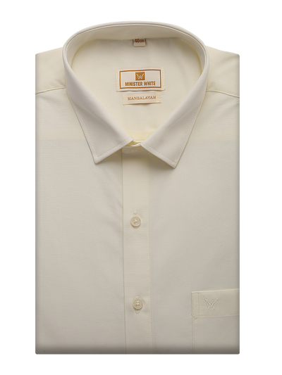 Mens Cotton Regular Fit Cream Colour Shirt Mangalyam by Minister White