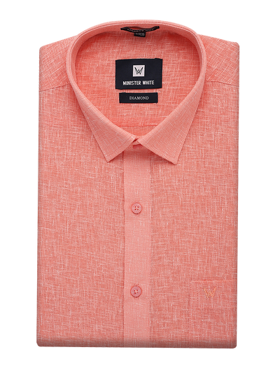 Mens Cotton Coral Colour Regular Fit Shirt Diamond by Minister White