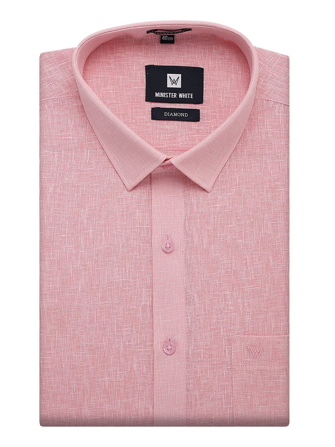 Mens Cotton Pink Colour Regular Fit Shirt Diamond by Minister White