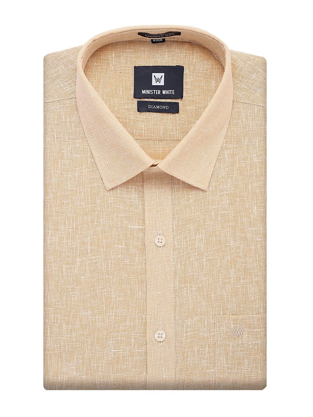 Mens Cotton Sand Colour Regular Fit Shirt Diamond by Minister White