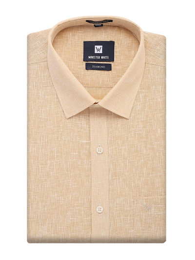 Mens Cotton Sand Colour Regular Fit Shirt Diamond by Minister White