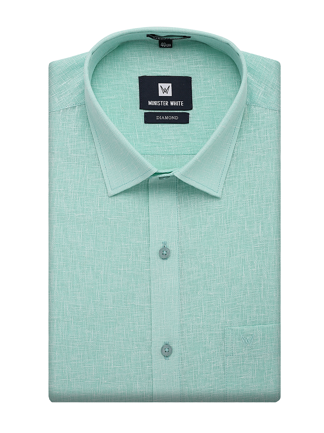 Mens Cotton Mint Colour Regular Fit Shirt Diamond by Minister White