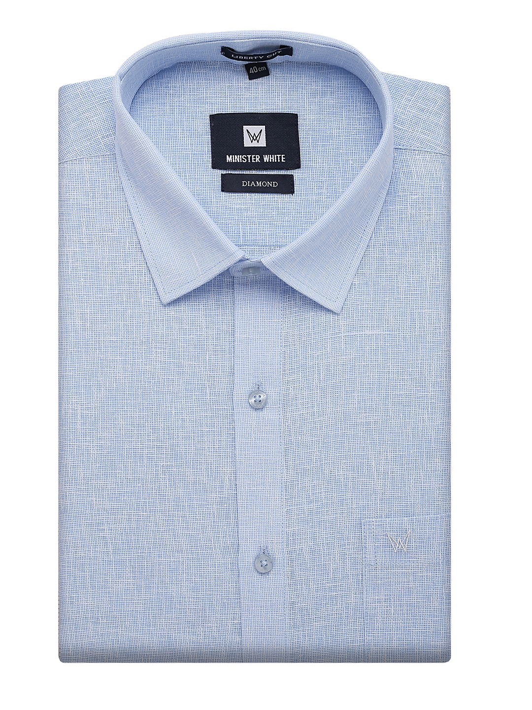 Mens Cotton Blue Colour Regular Fit Shirt Diamond by Minister White
