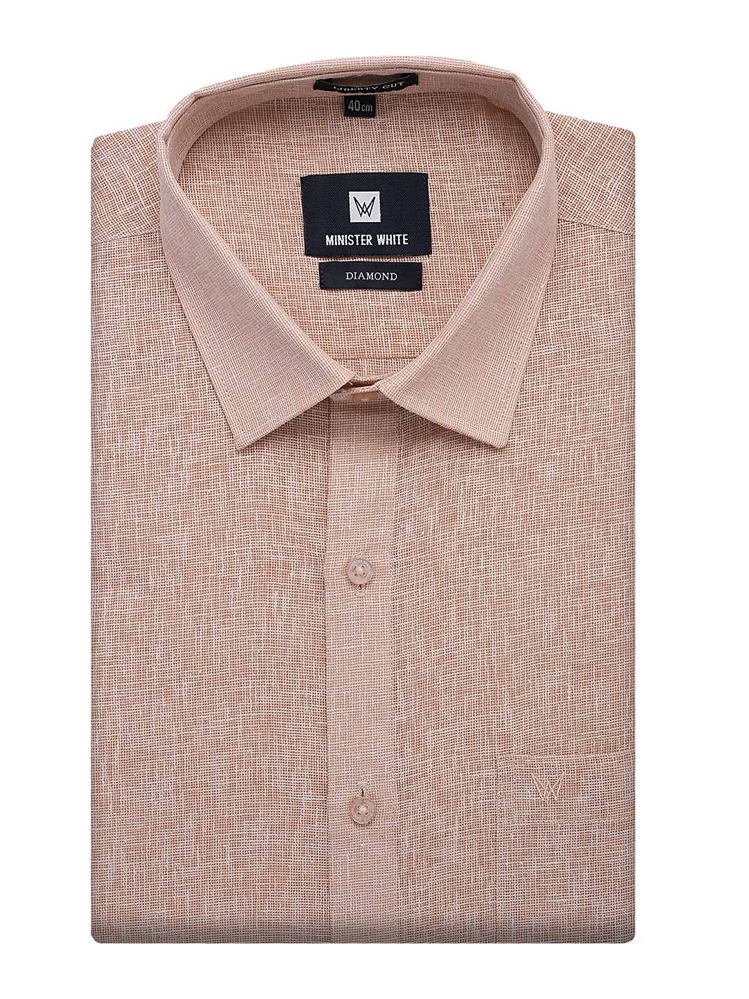 Mens Cotton Rust Colour Regular Fit Shirt Diamond by Minister White