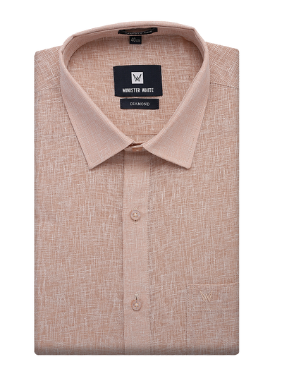 Mens Cotton Rust Colour Regular Fit Shirt Diamond by Minister White