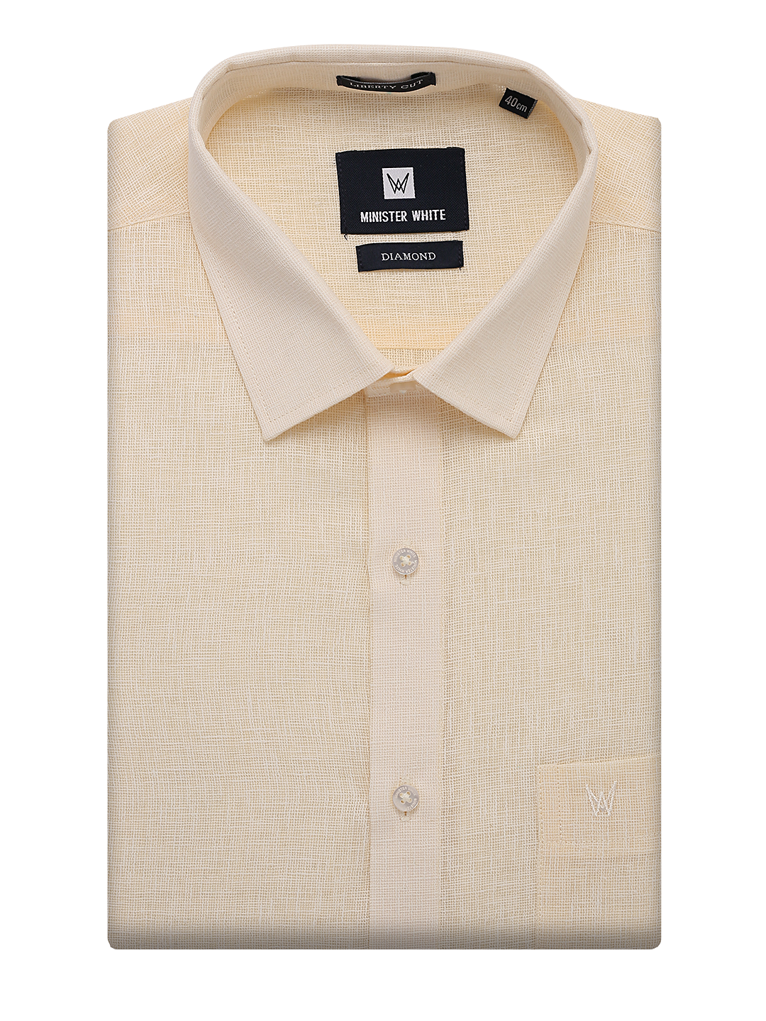 Mens Cotton Cream Colour Regular Fit Shirt Diamond by Minister White