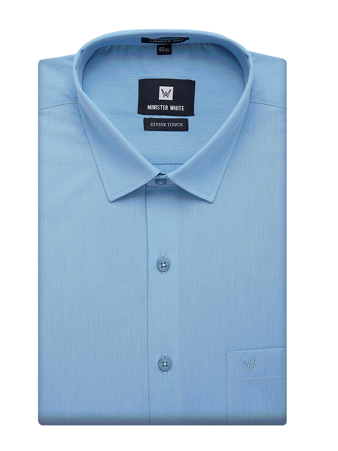 Mens Cotton Regular Fit Sky Blue Colour Shirt Divine Touch by Minister White