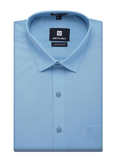Mens Cotton Regular Fit Sky Blue Colour Shirt Divine Touch by Minister White