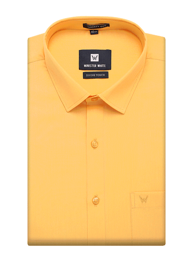 Mens Cotton Regular Fit Yellow Colour Shirt Divine Touch by Minister White