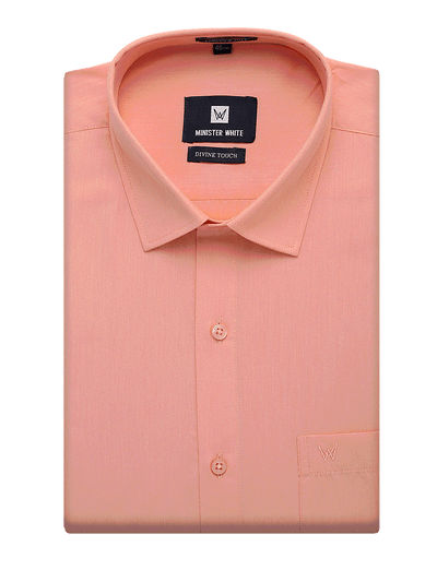 Mens Cotton Regular Fit Peach Shirt Divine Touch by Minister White