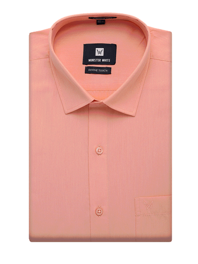 Mens Cotton Regular Fit Peach Colour Shirt Divine Touch