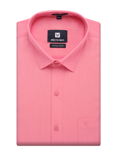 Mens Cotton Regular Fit Pink Colour Shirt Divine Touch by Minister White