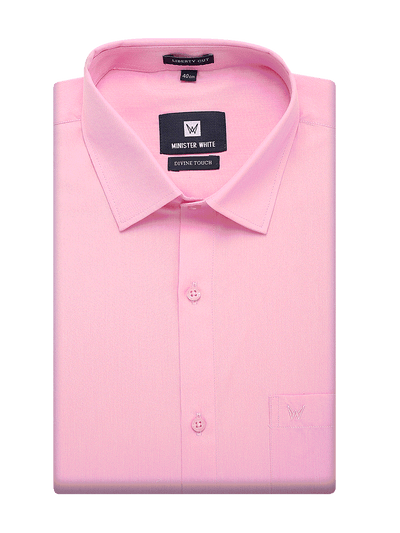 Mens Cotton Regular Fit Pink Colour Shirt Divine Touch by Minister White