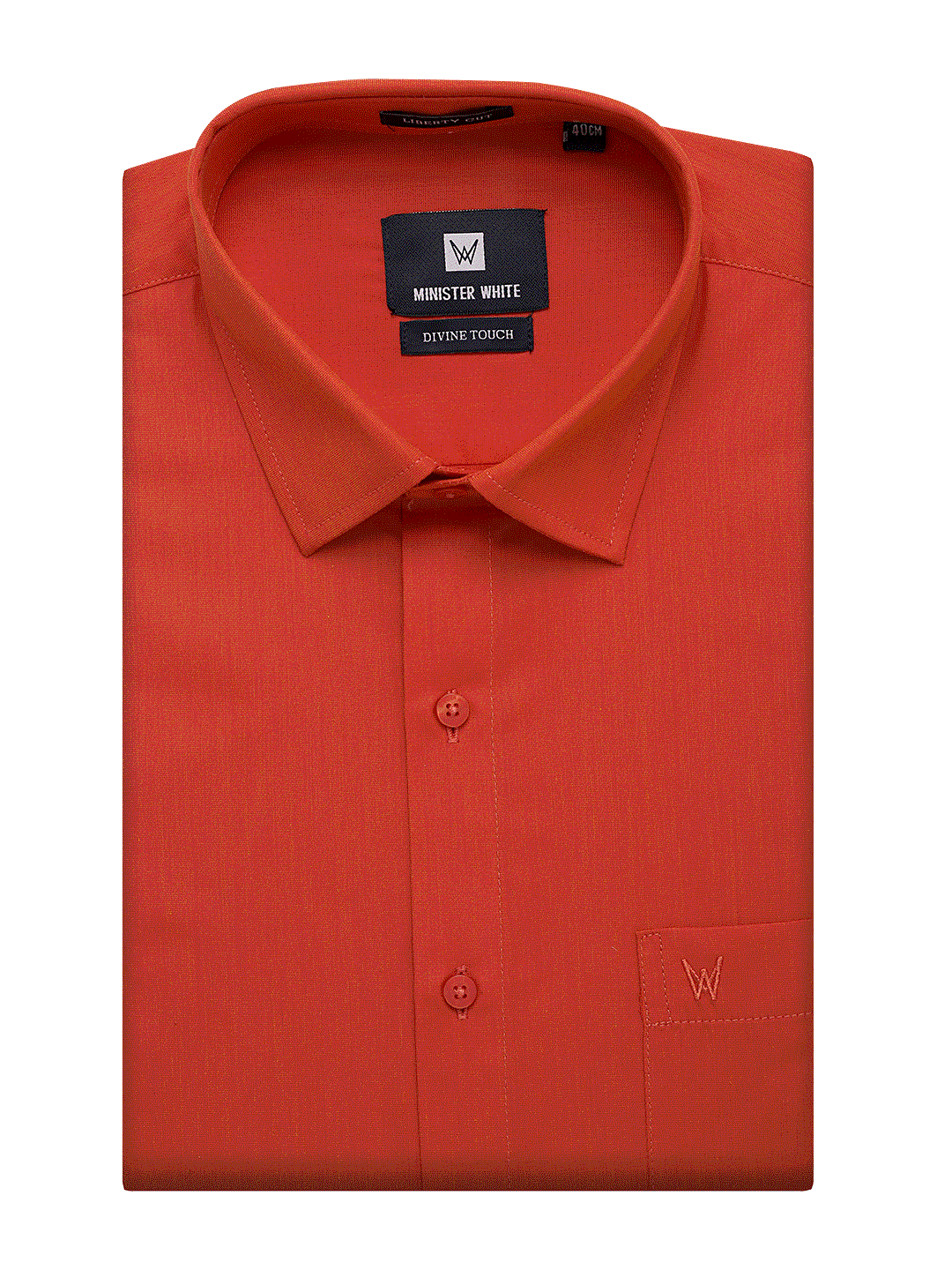 Mens Cotton Regular Fit Brick Colour Shirt Divine Touch by Minister White