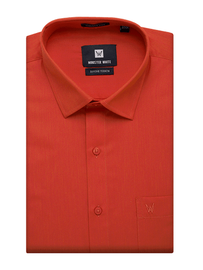 Mens Cotton Regular Fit Brick Colour Shirt Divine Touch by Minister White