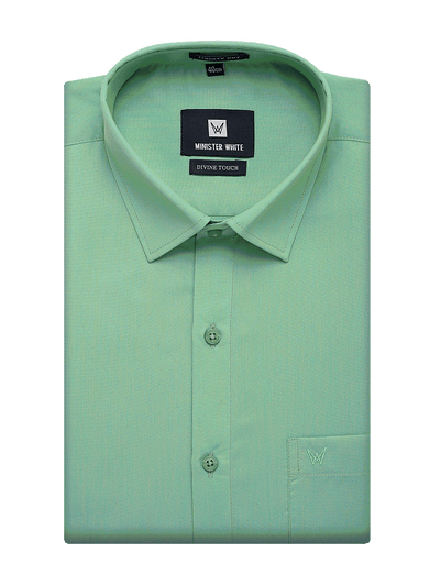 Mens Cotton Regular Fit Light Green Colour Shirt Divine Touch by Minister White