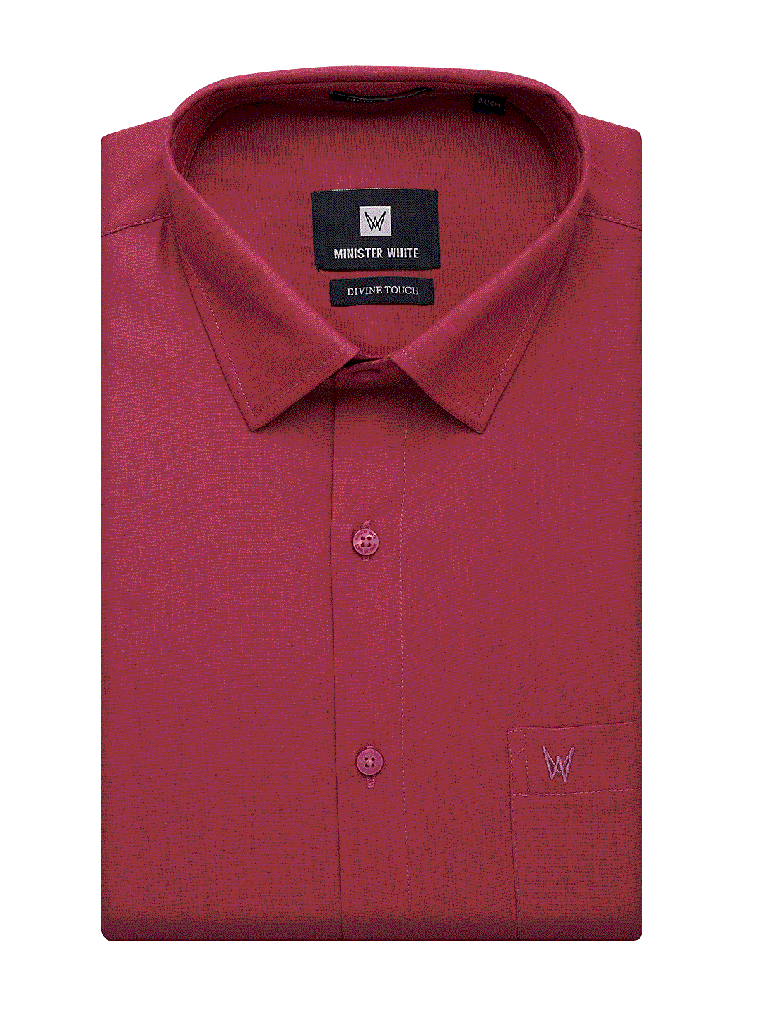 Mens Cotton Regular Fit Ruby Colour Shirt Divine Touch by Minister White