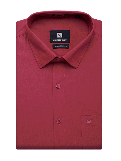 Mens Cotton Regular Fit Ruby Colour Shirt Divine Touch by Minister White