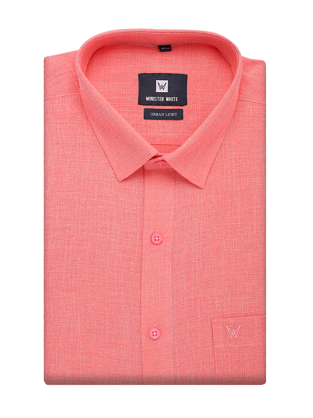 Mens Cotton Regular Fit Coral Colour Shirt Urban Light by Minister White