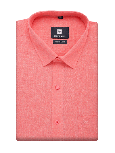 Mens Cotton Regular Fit Coral Colour Shirt Urban Light by Minister White