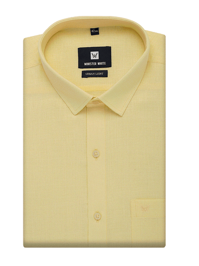 Mens Cotton Regular Fit Yellow Colour Shirt Urban Light by Minister White