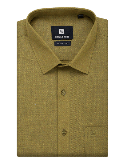 Mens Cotton Regular Fit Green Colour Shirt Urban Light by Minister White