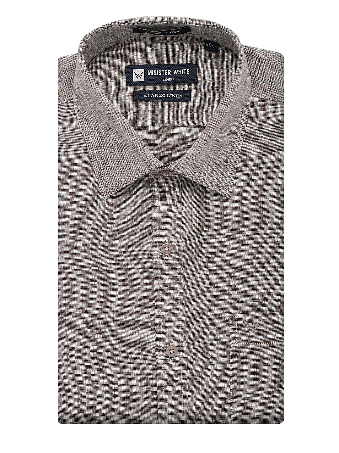 Mens Pure Linen Regular Fit Light Ash Colour Shirt Alanzo Linen by Minister White
