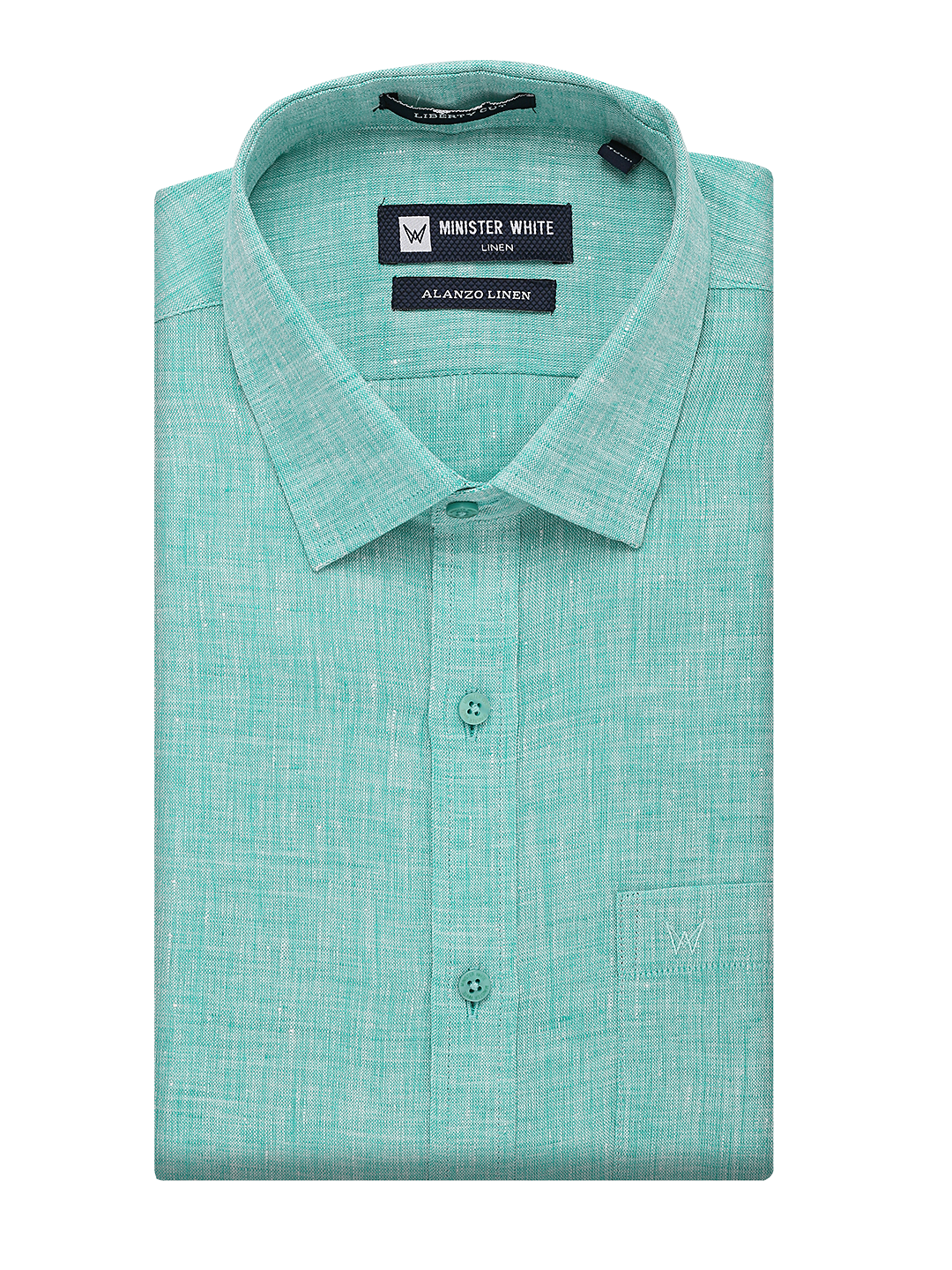 Mens Pure Linen Regular Fit Mint Colour Shirt Alanzo Linen by Minister White