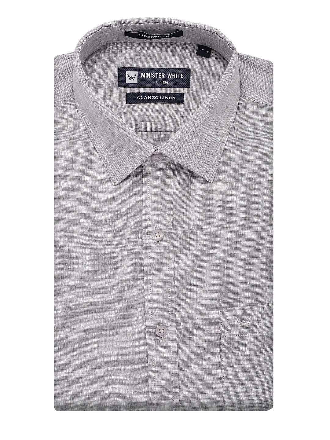 Mens Pure Linen Regular Fit Steel Colour Shirt Alanzo Linen by Minister White