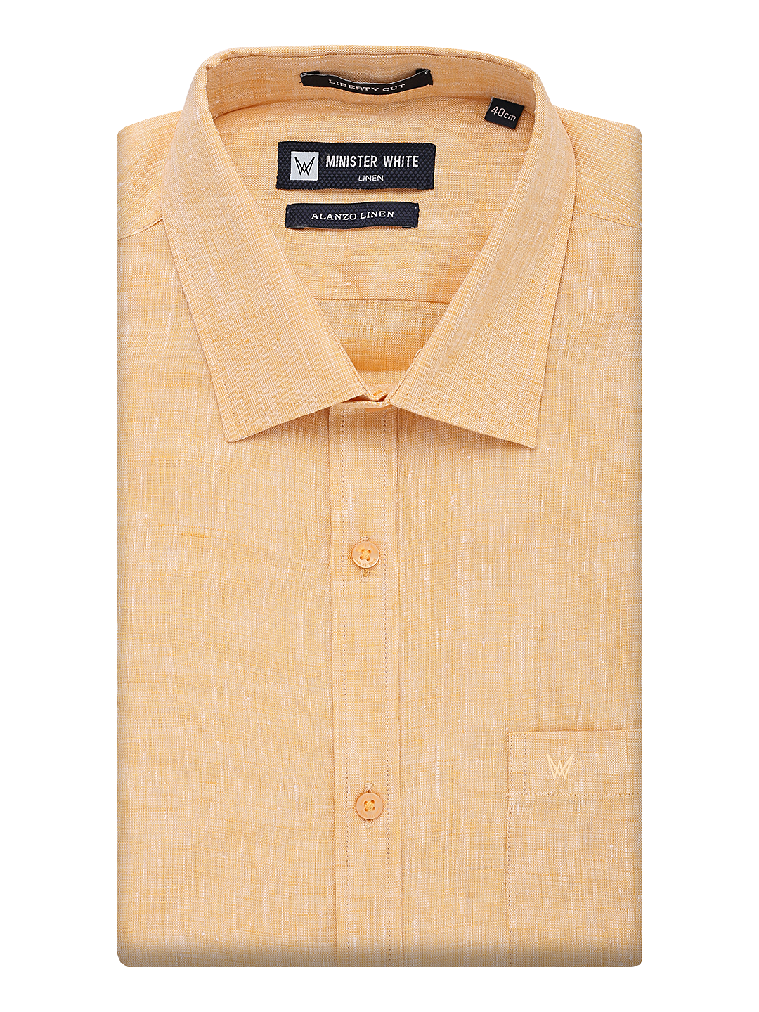 Mens Pure Linen Regular Fit Gold Colour Shirt Alanzo Linen by Minister White