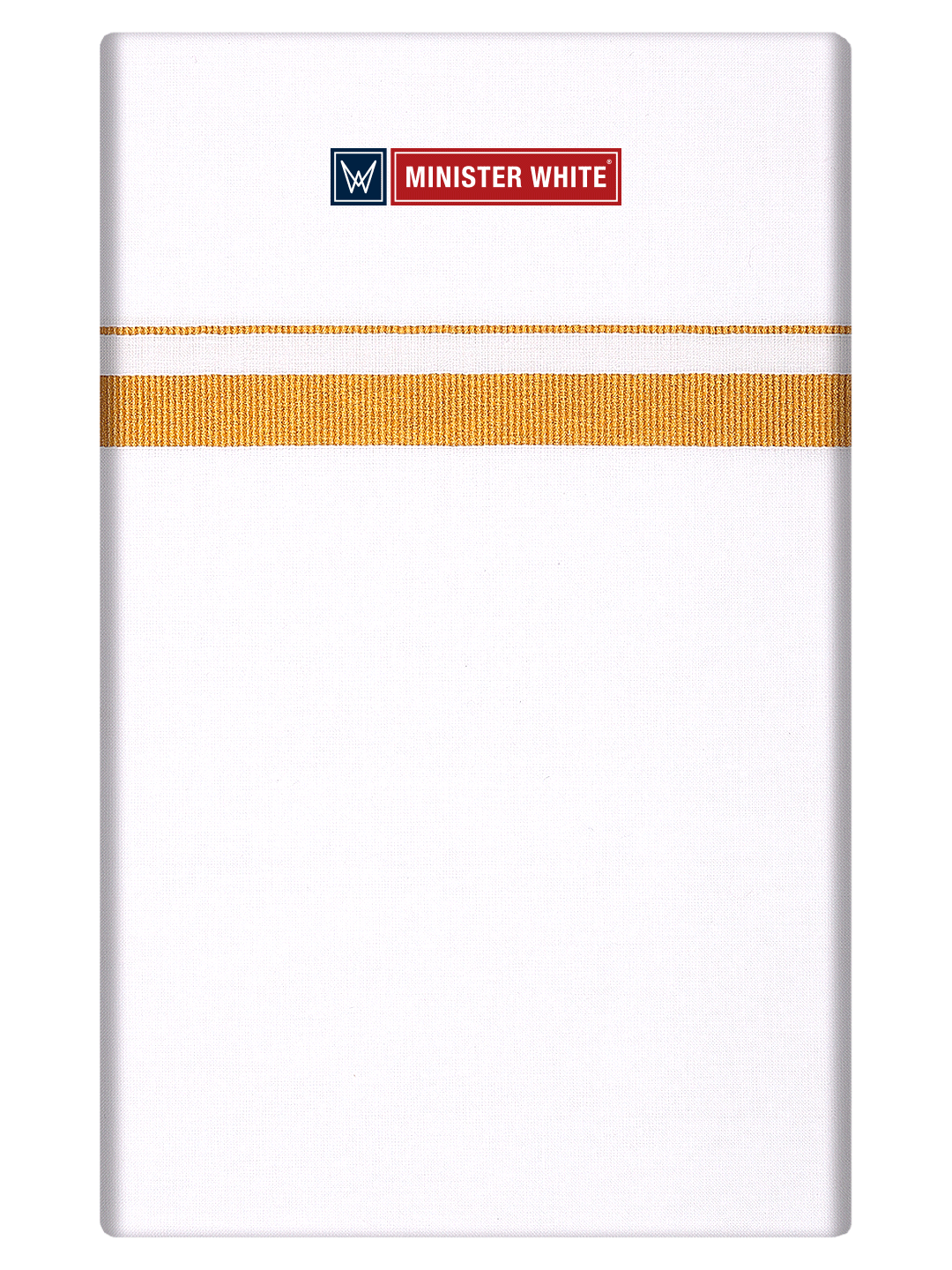 Mens Cotton Cream Single Layered Dhoti with 1/2" Gold Jari Border - Prime 1/2 by Minister White