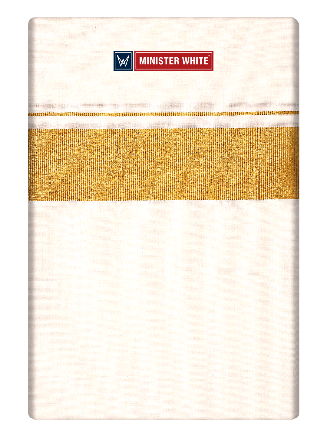 Mens Cotton Cream Double Layered Dhoti with 1/2" Gold Jari Border - Omkar by Minister White