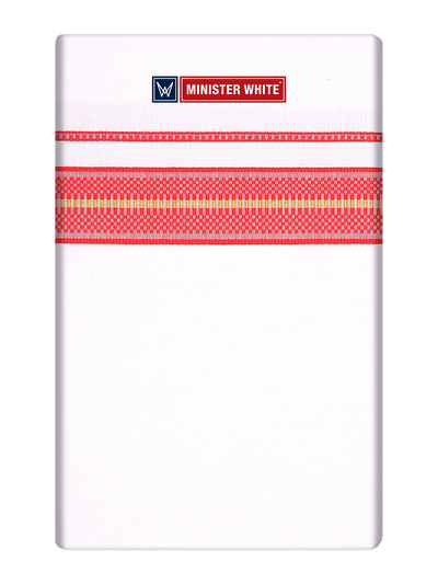Mens Cotton White Single Layered Dhoti with Assorted Fancy Border - Devalayam Mix by Minister White