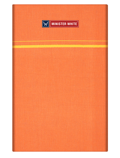 Mens Cotton Medium Kavi Color Single Layered Dhoti with Assorted Border - Bhoomi by Minister White
