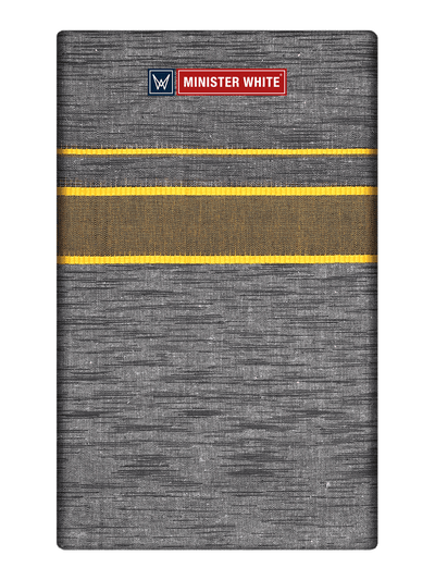 Mens Cotton Grey Colour Single Layered Dhoti with Gold Broder - Saagaram by Minister White