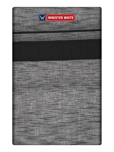 Mens Cotton Grey Colour Single Layered Dhoti with Black Broder - Saagaram by Minister White