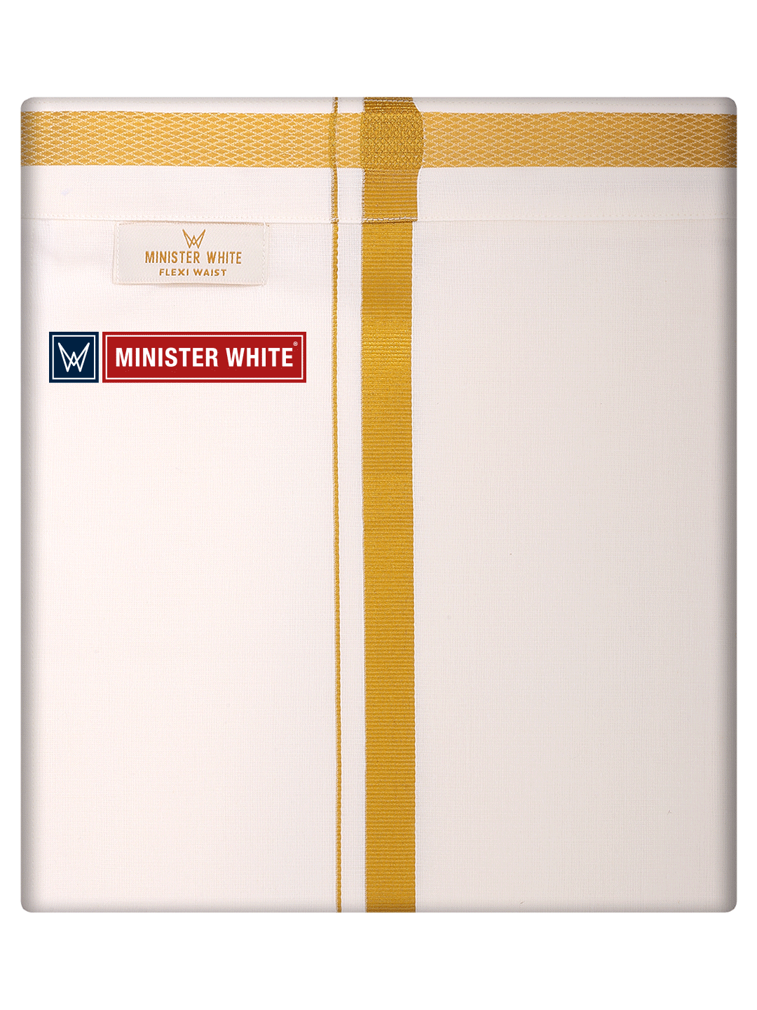 Mens Cotton Cream Colour Single Layered with Gold Jari Flexi Dhoti - Targus Sgl