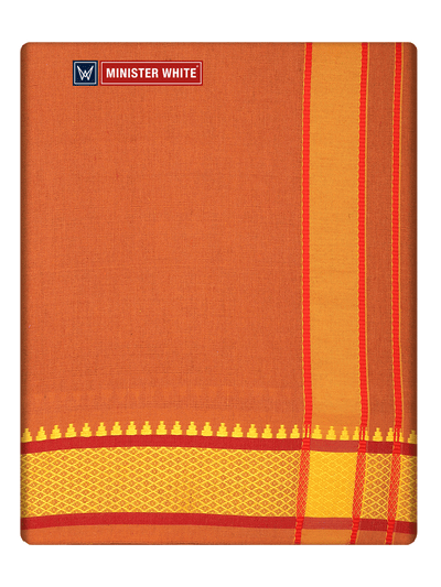 Men's Cotton Medium Kavi Panchakacham & Angavastram Set with Elegant Assorted Border Design River