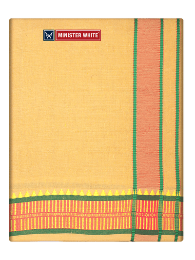 Men's Cotton Light Kavi Panchakacham & Angavastram Set with Elegant Assorted Border Design River