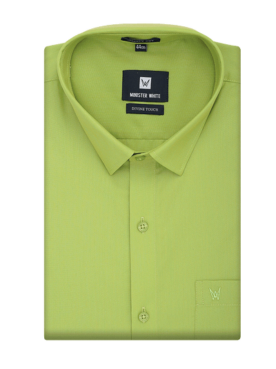 Mens Cotton Regular Fit Lime Colour Shirt Divine Touch by Minister White